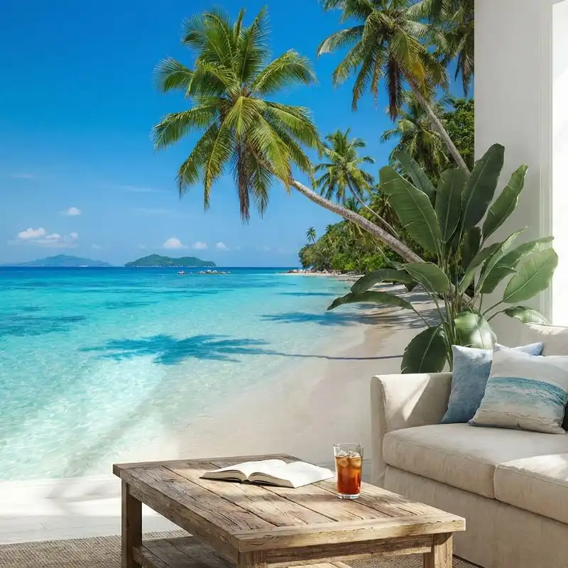 Papel de Parede Praia Tropical Azul