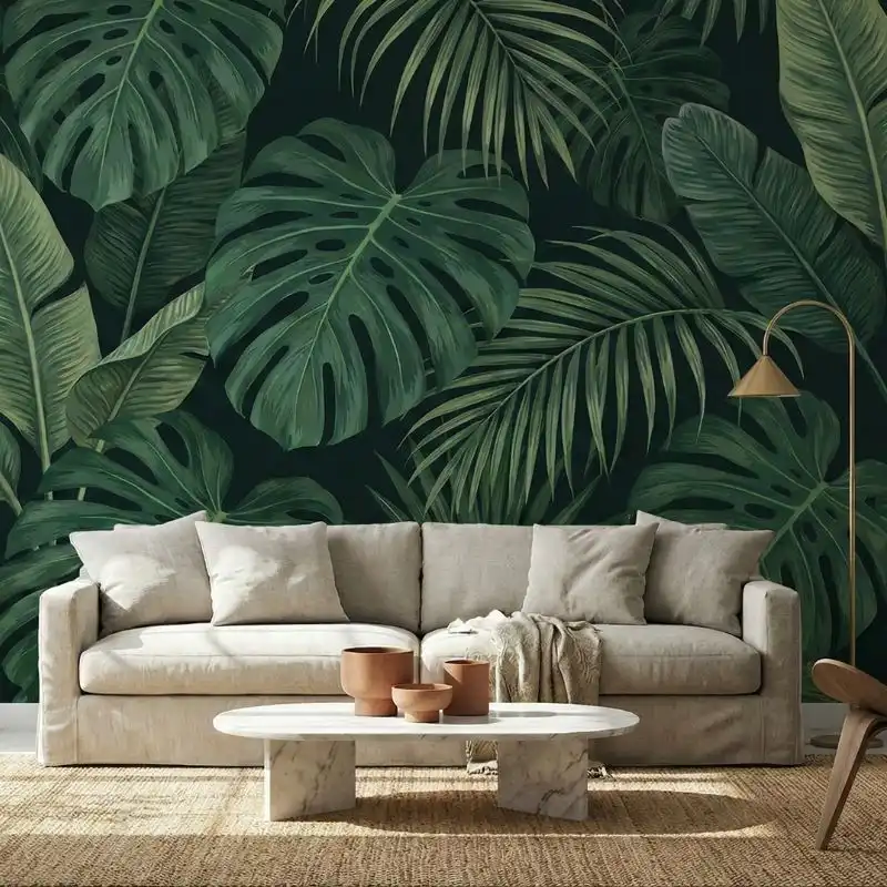 Papel de Parede Botânico Imperial Verde para Sala